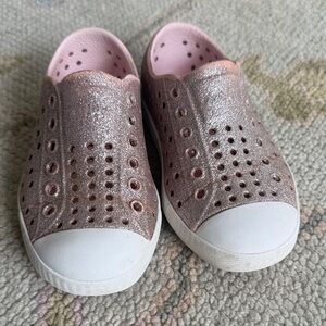 Native Sparkly Pink Kids Sneakers